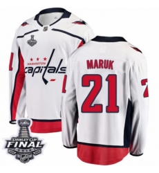 Youth Washington Capitals #21 Dennis Maruk Fanatics Branded White Away Breakaway 2018 Stanley Cup Final NHL Jersey