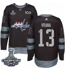 Men's Adidas Washington Capitals #13 Jakub Vrana Authentic Black 1917-2017 100th Anniversary 2018 Stanley Cup Final Champions NHL Jersey