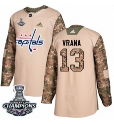 Men's Adidas Washington Capitals #13 Jakub Vrana Authentic Camo Veterans Day Practice 2018 Stanley Cup Final Champions NHL Jersey