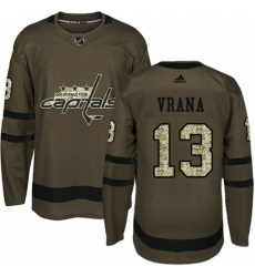 Men's Adidas Washington Capitals #13 Jakub Vrana Authentic Green Salute to Service NHL Jersey