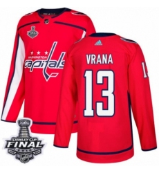 Men's Adidas Washington Capitals #13 Jakub Vrana Authentic Red Home 2018 Stanley Cup Final NHL Jersey