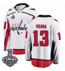Men's Washington Capitals #13 Jakub Vrana Fanatics Branded White Away Breakaway 2018 Stanley Cup Final NHL Jersey