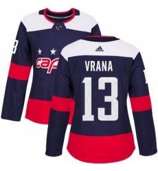 Women's Adidas Washington Capitals #13 Jakub Vrana Authentic Navy Blue 2018 Stadium Series NHL Jersey