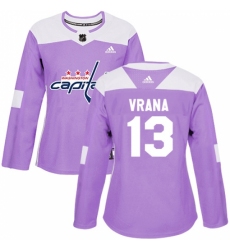 Women's Adidas Washington Capitals #13 Jakub Vrana Authentic Purple Fights Cancer Practice NHL Jersey