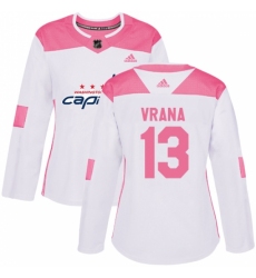 Women's Adidas Washington Capitals #13 Jakub Vrana Authentic White/Pink Fashion NHL Jersey