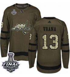 Youth Adidas Washington Capitals #13 Jakub Vrana Authentic Green Salute to Service 2018 Stanley Cup Final NHL Jersey