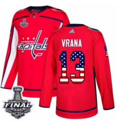 Youth Adidas Washington Capitals #13 Jakub Vrana Authentic Red USA Flag Fashion 2018 Stanley Cup Final NHL Jersey