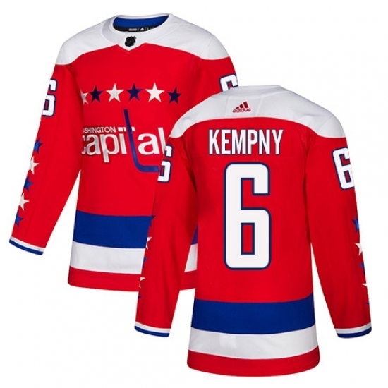 Men's Adidas Washington Capitals #6 Michal Kempny Authentic Red Alternate NHL Jersey Men's Adidas Washington Capitals #6 Michal Kempny Authentic Red Alternate NHL Jersey