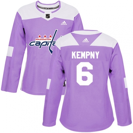 Women's Adidas Washington Capitals #6 Michal Kempny Authentic Purple Fights Cancer Practice NHL Jersey Women's Adidas Washington Capitals #6 Michal Kempny Authentic Purple Fights Cancer Practice NHL Jersey