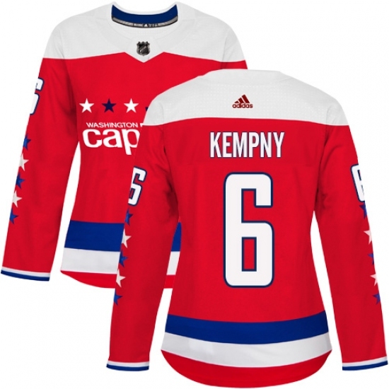 Women's Adidas Washington Capitals #6 Michal Kempny Authentic Red Alternate NHL Jersey Women's Adidas Washington Capitals #6 Michal Kempny Authentic Red Alternate NHL Jersey