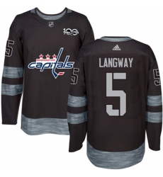 Men's Adidas Washington Capitals #5 Rod Langway Authentic Black 1917-2017 100th Anniversary NHL Jersey