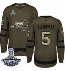 Men's Adidas Washington Capitals #5 Rod Langway Authentic Green Salute to Service 2018 Stanley Cup Final Champions NHL Jersey