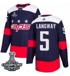 Men's Adidas Washington Capitals #5 Rod Langway Authentic Navy Blue 2018 Stadium Series 2018 Stanley Cup Final Champions NHL Jersey