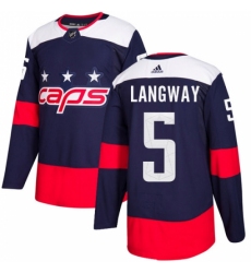 Men's Adidas Washington Capitals #5 Rod Langway Authentic Navy Blue 2018 Stadium Series NHL Jersey