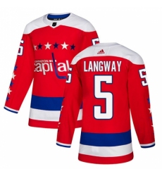 Men's Adidas Washington Capitals #5 Rod Langway Authentic Red Alternate NHL Jersey