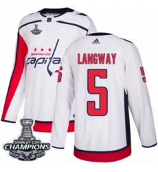 Men's Adidas Washington Capitals #5 Rod Langway Authentic White Away 2018 Stanley Cup Final Champions NHL Jersey