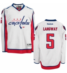 Men's Reebok Washington Capitals #5 Rod Langway Authentic White Away NHL Jersey