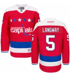 Men's Reebok Washington Capitals #5 Rod Langway Premier Red Third NHL Jersey