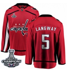 Men's Washington Capitals #5 Rod Langway Fanatics Branded Red Home Breakaway 2018 Stanley Cup Final Champions NHL Jersey