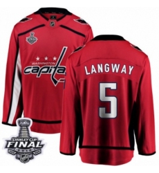 Men's Washington Capitals #5 Rod Langway Fanatics Branded Red Home Breakaway 2018 Stanley Cup Final NHL Jersey