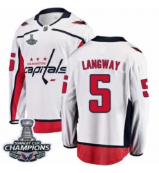 Men's Washington Capitals #5 Rod Langway Fanatics Branded White Away Breakaway 2018 Stanley Cup Final Champions NHL Jersey
