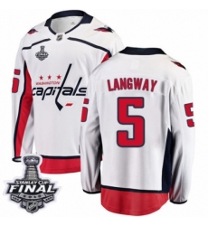 Men's Washington Capitals #5 Rod Langway Fanatics Branded White Away Breakaway 2018 Stanley Cup Final NHL Jersey