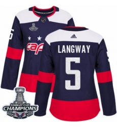 Women's Adidas Washington Capitals #5 Rod Langway Authentic Navy Blue 2018 Stadium Series 2018 Stanley Cup Final Champions NHL Jersey