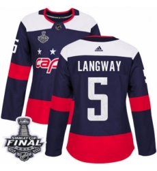 Women's Adidas Washington Capitals #5 Rod Langway Authentic Navy Blue 2018 Stadium Series 2018 Stanley Cup Final NHL Jersey