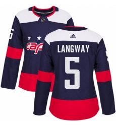 Women's Adidas Washington Capitals #5 Rod Langway Authentic Navy Blue 2018 Stadium Series NHL Jersey