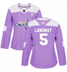 Women's Adidas Washington Capitals #5 Rod Langway Authentic Purple Fights Cancer Practice NHL Jersey