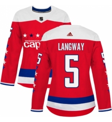 Women's Adidas Washington Capitals #5 Rod Langway Authentic Red Alternate NHL Jersey