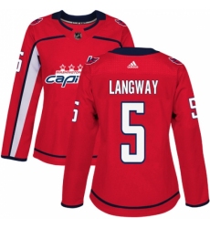 Women's Adidas Washington Capitals #5 Rod Langway Authentic Red Home NHL Jersey