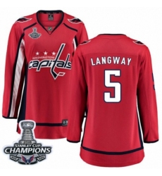 Women's Washington Capitals #5 Rod Langway Fanatics Branded Red Home Breakaway 2018 Stanley Cup Final Champions NHL Jersey