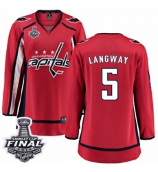 Women's Washington Capitals #5 Rod Langway Fanatics Branded Red Home Breakaway 2018 Stanley Cup Final NHL Jersey