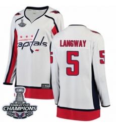 Women's Washington Capitals #5 Rod Langway Fanatics Branded White Away Breakaway 2018 Stanley Cup Final Champions NHL Jersey