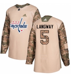 Youth Adidas Washington Capitals #5 Rod Langway Authentic Camo Veterans Day Practice NHL Jersey