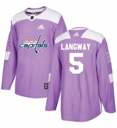 Youth Adidas Washington Capitals #5 Rod Langway Authentic Purple Fights Cancer Practice NHL Jersey