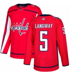 Youth Adidas Washington Capitals #5 Rod Langway Authentic Red Home NHL Jersey