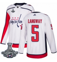 Youth Adidas Washington Capitals #5 Rod Langway Authentic White Away 2018 Stanley Cup Final Champions NHL Jersey
