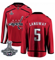 Youth Washington Capitals #5 Rod Langway Fanatics Branded Red Home Breakaway 2018 Stanley Cup Final Champions NHL Jersey