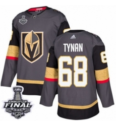 Men's Adidas Vegas Golden Knights #68 T.J. Tynan Authentic Gray Home 2018 Stanley Cup Final NHL Jersey
