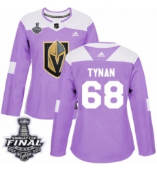 Women's Adidas Vegas Golden Knights #68 T.J. Tynan Authentic Purple Fights Cancer Practice 2018 Stanley Cup Final NHL Jersey