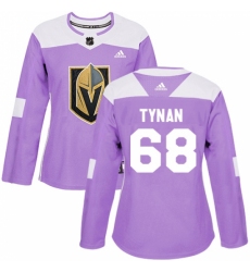 Women's Adidas Vegas Golden Knights #68 T.J. Tynan Authentic Purple Fights Cancer Practice NHL Jersey