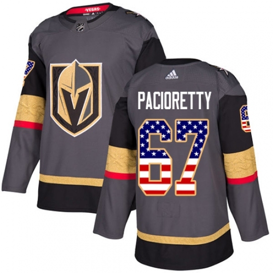 Men's Adidas Vegas Golden Knights #67 Max Pacioretty Authentic Gray USA Flag Fashion NHL Jersey Men's Adidas Vegas Golden Knights #67 Max Pacioretty Authentic Gray USA Flag Fashion NHL Jersey
