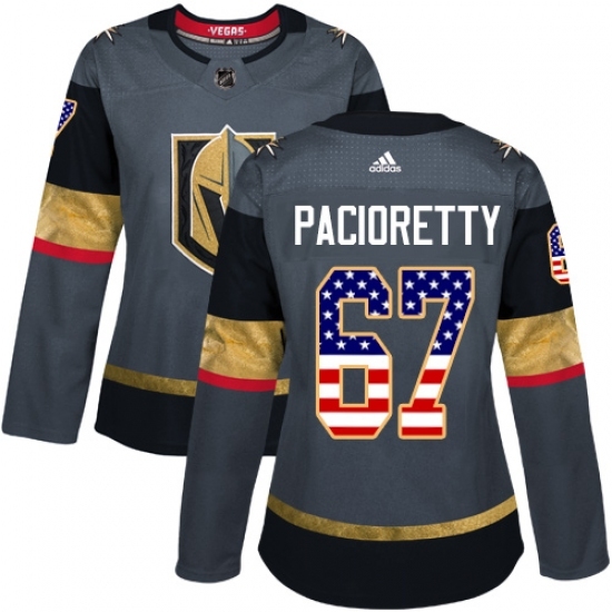 Women's Adidas Vegas Golden Knights #67 Max Pacioretty Authentic Gray USA Flag Fashion NHL Jersey Women's Adidas Vegas Golden Knights #67 Max Pacioretty Authentic Gray USA Flag Fashion NHL Jersey