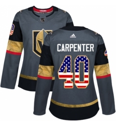 Women's Adidas Vegas Golden Knights #40 Ryan Carpenter Authentic Gray USA Flag Fashion NHL Jersey Women's Adidas Vegas Golden Knights #40 Ryan Carpenter Authentic Gray USA Flag Fashion NHL Jersey