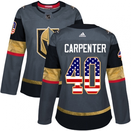 Women's Adidas Vegas Golden Knights #40 Ryan Carpenter Authentic Gray USA Flag Fashion NHL Jersey Women's Adidas Vegas Golden Knights #40 Ryan Carpenter Authentic Gray USA Flag Fashion NHL Jersey