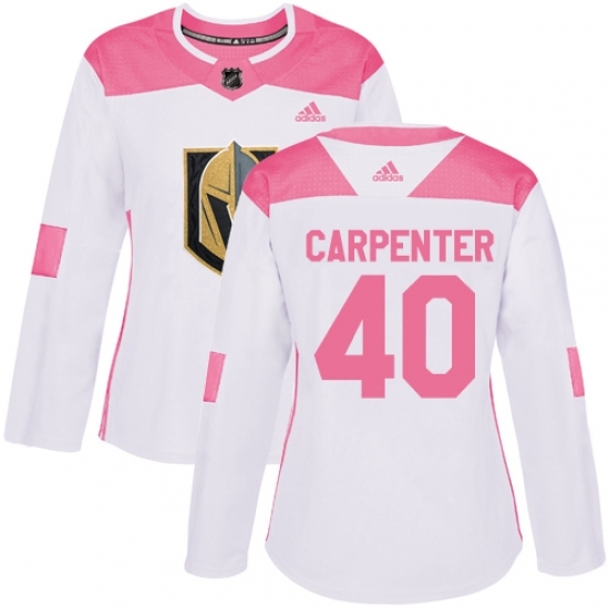 Women's Adidas Vegas Golden Knights #40 Ryan Carpenter Authentic White Pink Fashion NHL Jersey Women's Adidas Vegas Golden Knights #40 Ryan Carpenter Authentic White Pink Fashion NHL Jersey