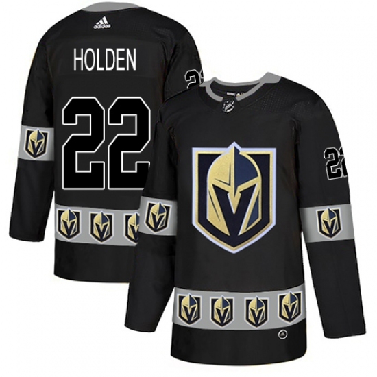 Men's Adidas Vegas Golden Knights #22 Nick Holden Authentic Black Team Logo Fashion NHL Jersey Men's Adidas Vegas Golden Knights #22 Nick Holden Authentic Black Team Logo Fashion NHL Jersey