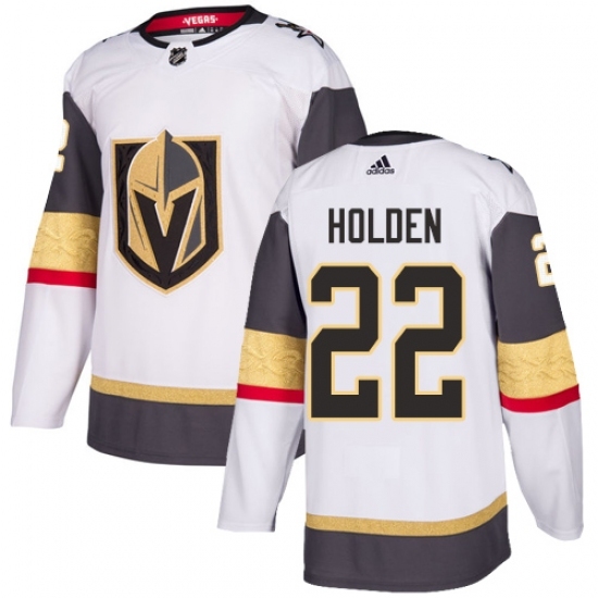 Men's Adidas Vegas Golden Knights #22 Nick Holden Authentic White Away NHL Jersey Men's Adidas Vegas Golden Knights #22 Nick Holden Authentic White Away NHL Jersey
